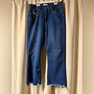 Loft Kick Crop Straight Leg Raw Edge Jeans